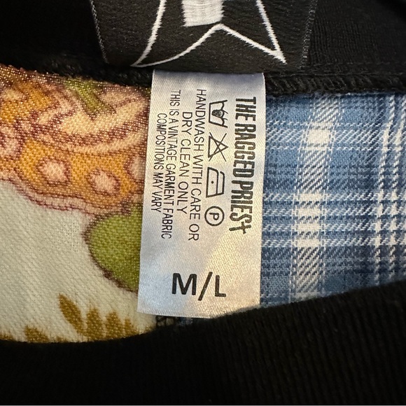 RP4LF Ragged Priest Sweater Womens M L Black Quilted Colorblock Crew Neck - Picture 8 of 9